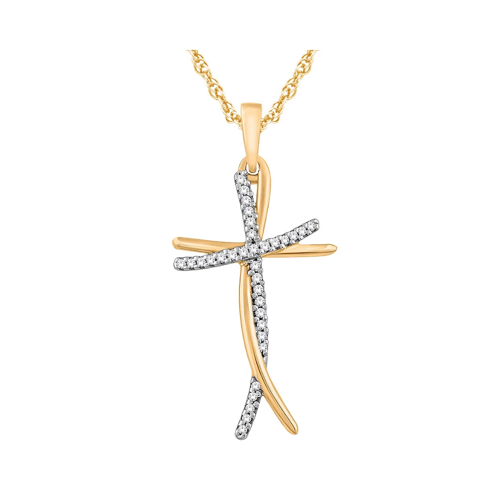 10K 2-TONE GOLD CROSS