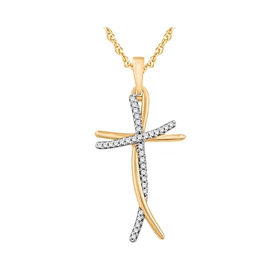 10K 2-TONE GOLD CROSS