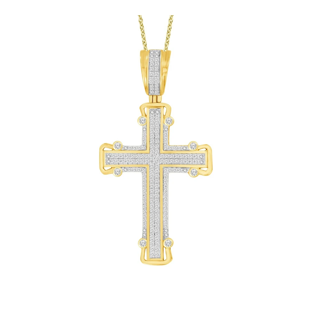 10K YELLOW AND WHITE GOLD CROSS
