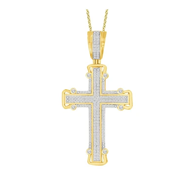 10K YELLOW AND WHITE GOLD CROSS