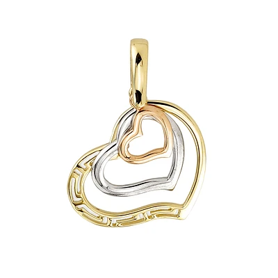 PENDENTIF CŒUR EN OR 10K 3 TONS