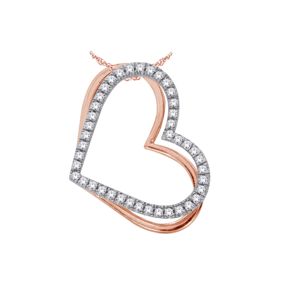 2 TONE 10K GOLD FANCY HEART PENDANT