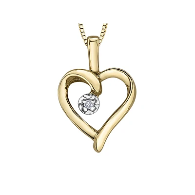 10K YELLOW GOLD FANCY HEART PENDANT