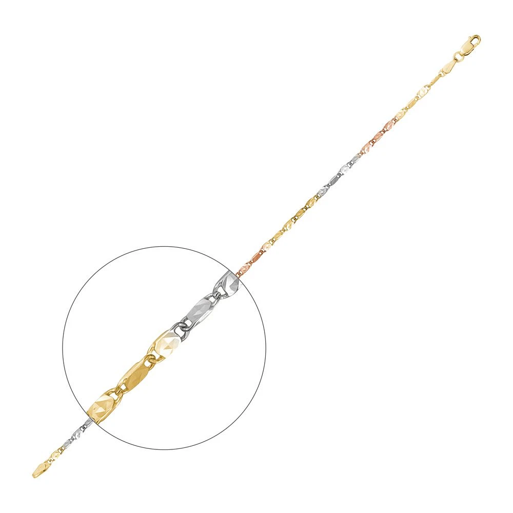 3 TONES GOLD BRACELET - 7''X3MM
