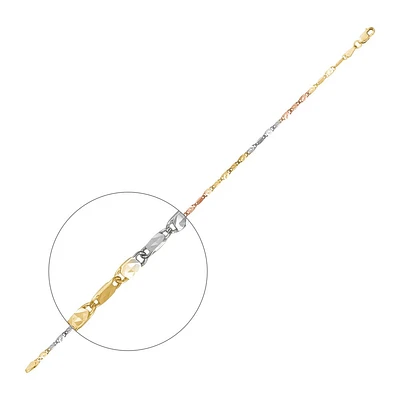 3 TONES GOLD BRACELET - 7''X3MM