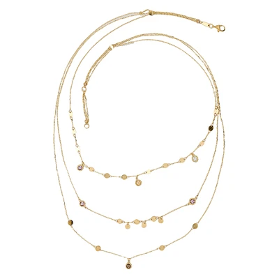 3 ROW NECKLACE IN 10K YELLOW GOLD