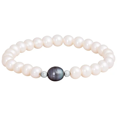 SILVER AND PEARL BRACELET 7.25''