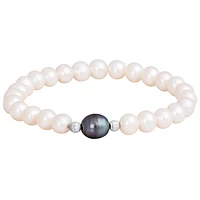SILVER AND PEARL BRACELET 7.25''