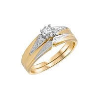 YELLOW GOLD RING WITH RHODIUM