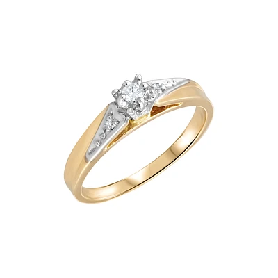 YELLOW GOLD RING WITH RHODIUM