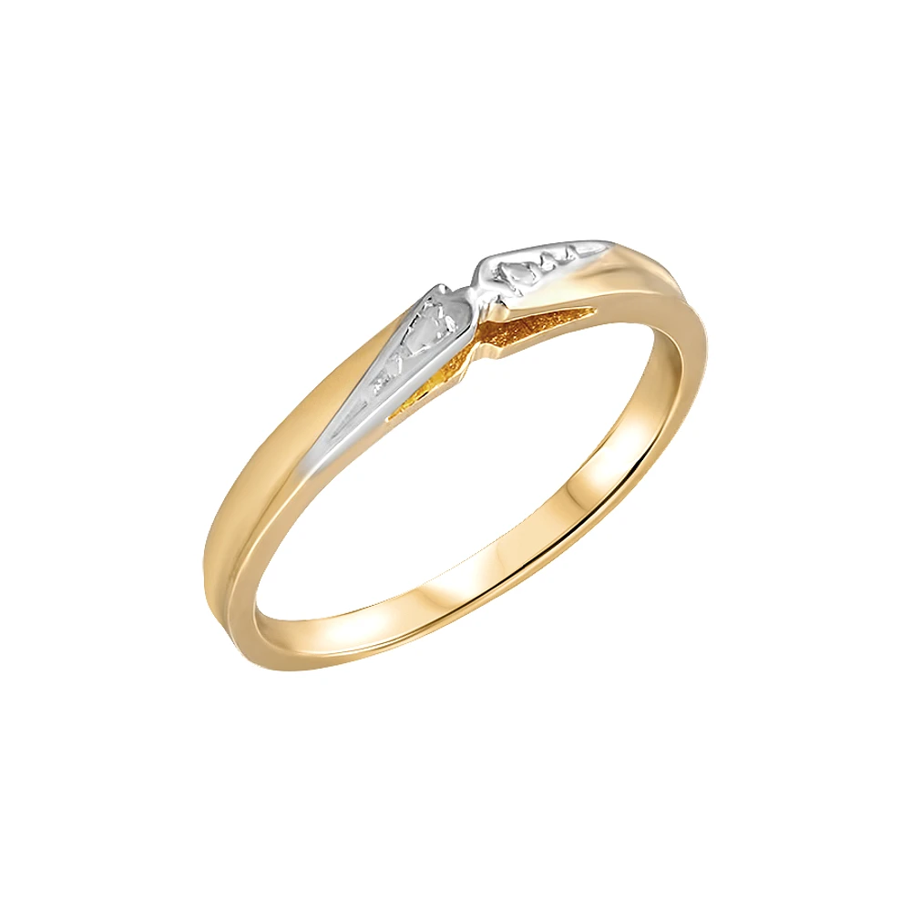 YELLOW GOLD RING WITH RHODIUM