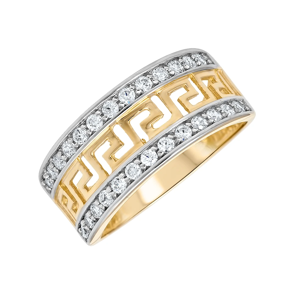 YELLOW GOLD RING WITH RHODIUM
