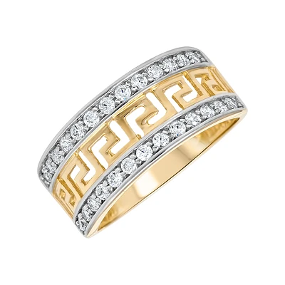 YELLOW GOLD RING WITH RHODIUM