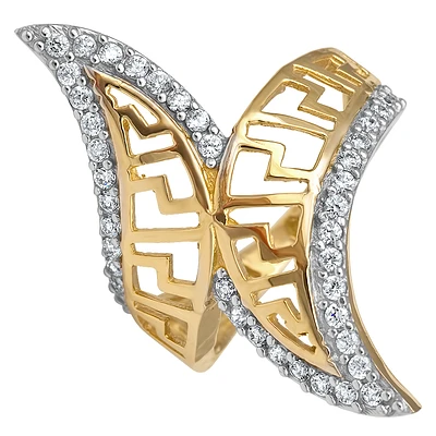 YELLOW GOLD RING WITH RHODIUM