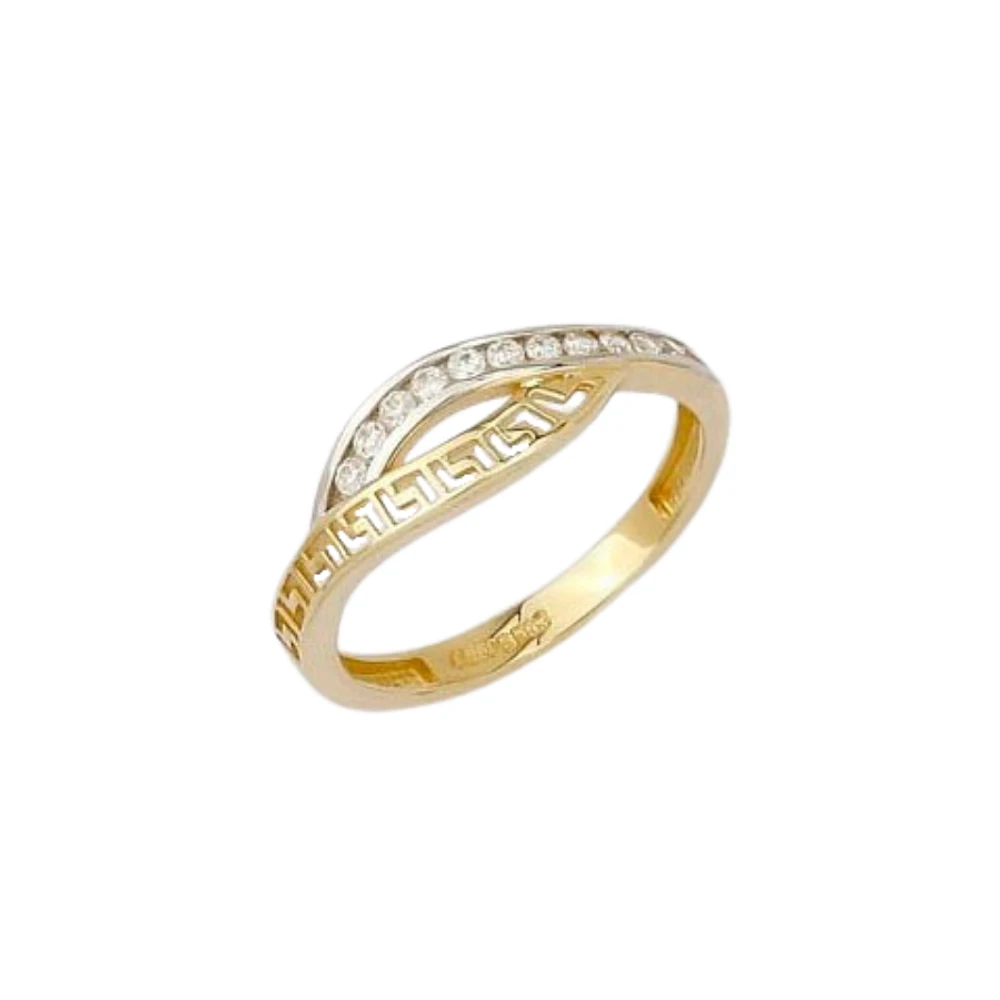 10K YELLOW GOLD AND RHODIUM RING
