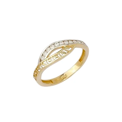 10K YELLOW GOLD AND RHODIUM RING