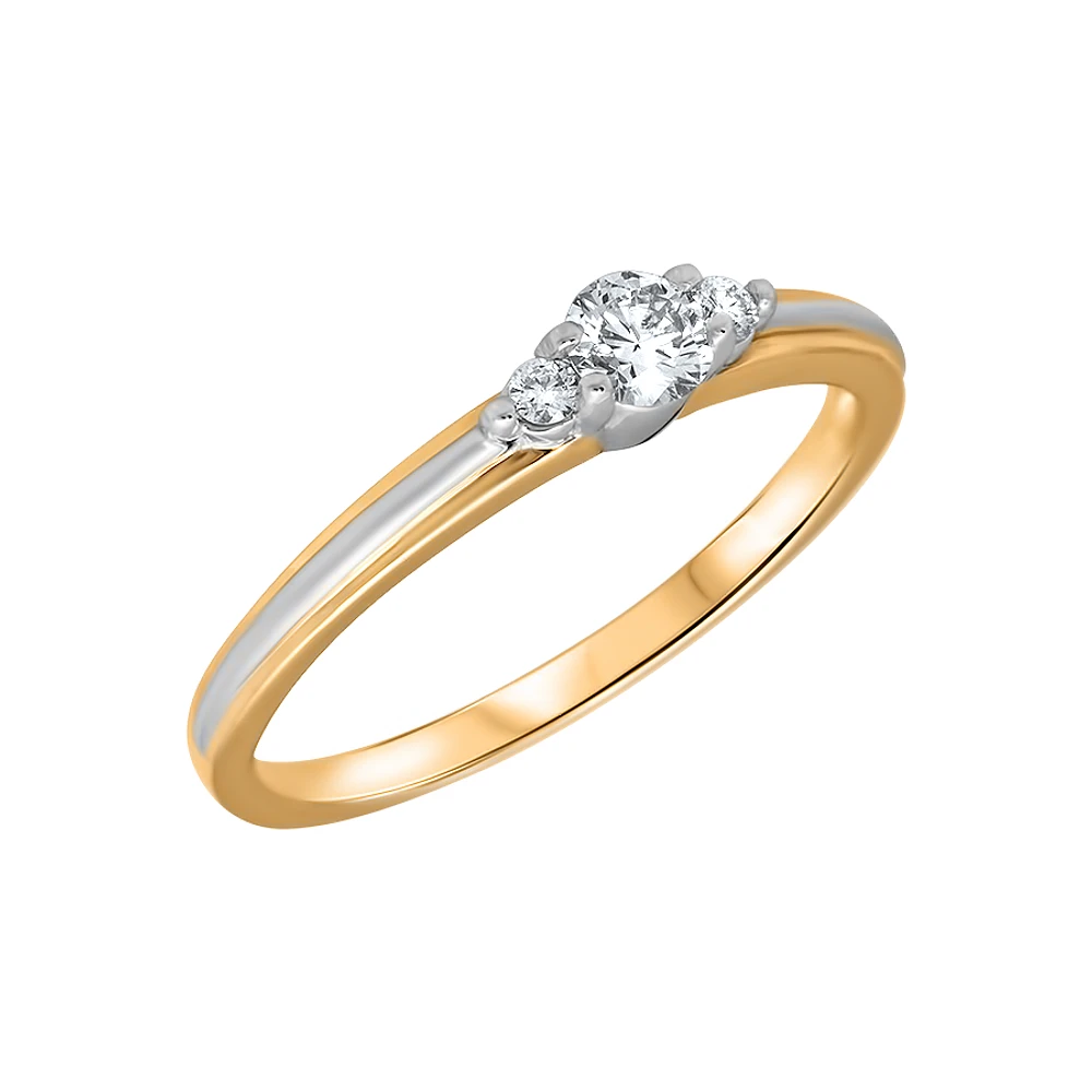 YELLOW GOLD RING WITH RHODIUM