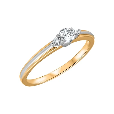 YELLOW GOLD RING WITH RHODIUM
