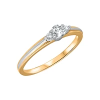 YELLOW GOLD RING WITH RHODIUM