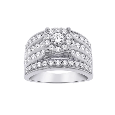 BAGUE EN OR BLANC 10K AVEC DIAMANTS