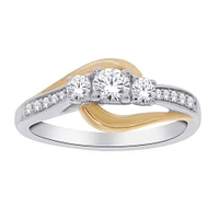 10K 2 TONE GOLD RING WITH DIAMONDS