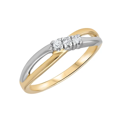 YELLOW GOLD RING WITH RHODIUM