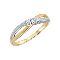 YELLOW GOLD RING WITH RHODIUM