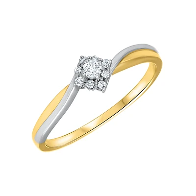 YELLOW GOLD RING WITH RHODIUM