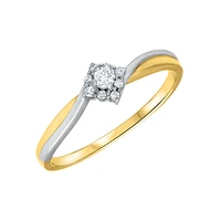 YELLOW GOLD RING WITH RHODIUM
