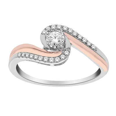 BAGUE OR BLANC ET ROSE 10K