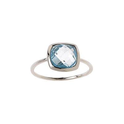 BAGUE EN OR 10K TOPAZE BLEUE