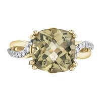 10K GOLD RING TOPAZ AND DIAMONDS