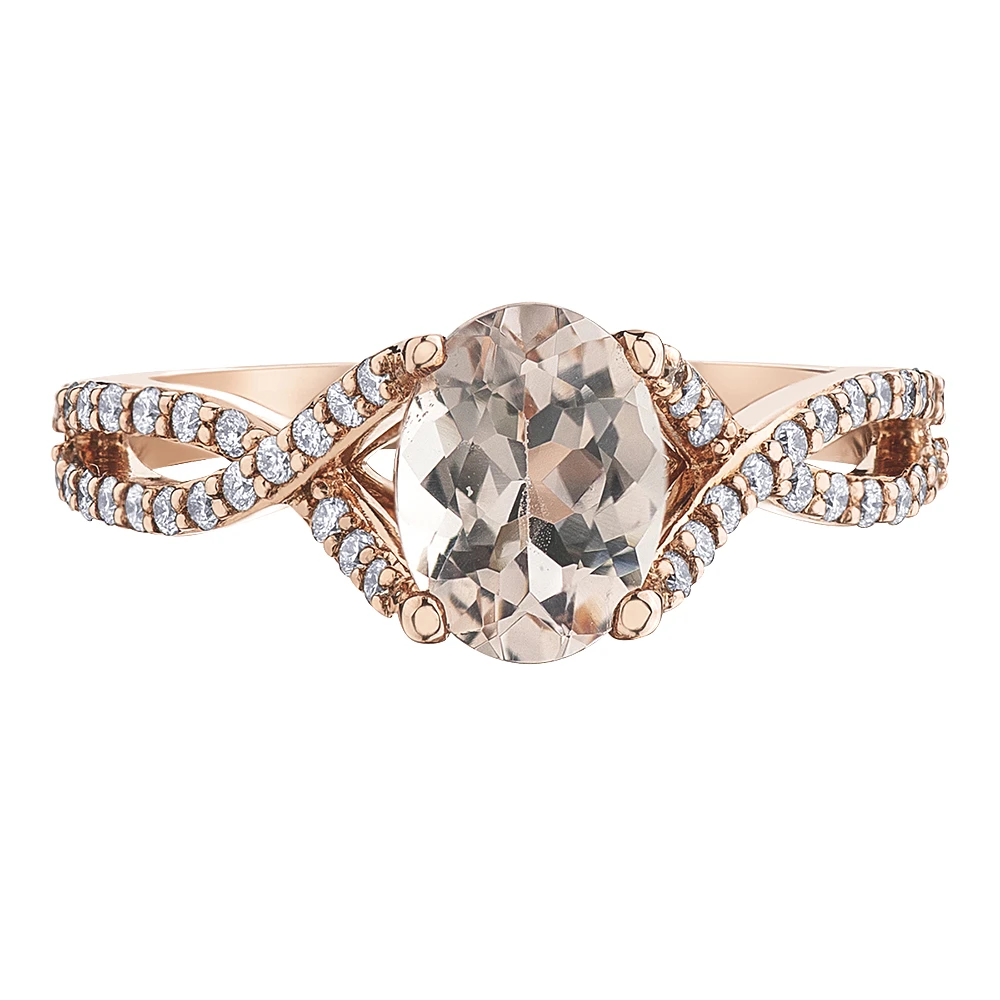 10K GOLD RING MORGANITE  DIAMONDS