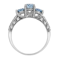10K GOLD RING WITH AQUAMARINE