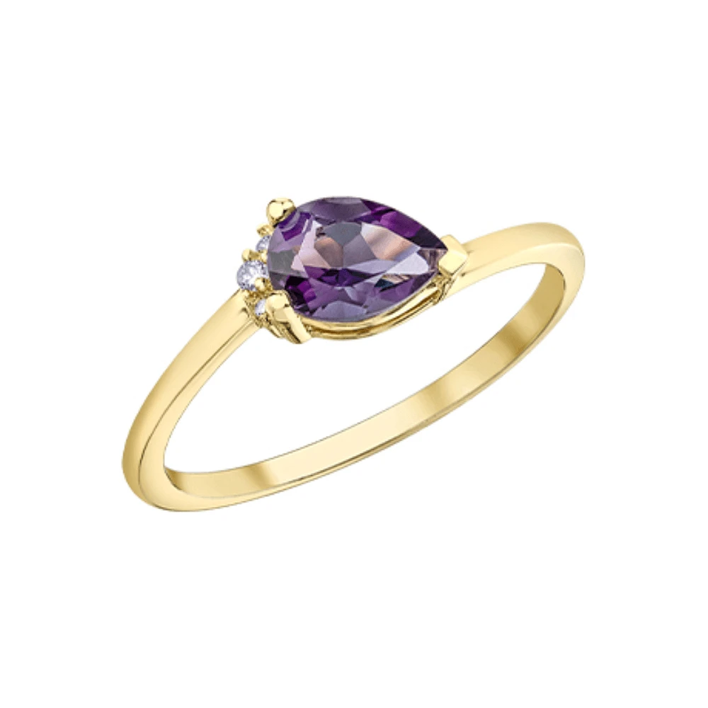 10K GOLD DIAMONDS RING - AMETHYST