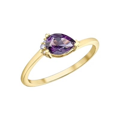 10K GOLD DIAMONDS RING - AMETHYST