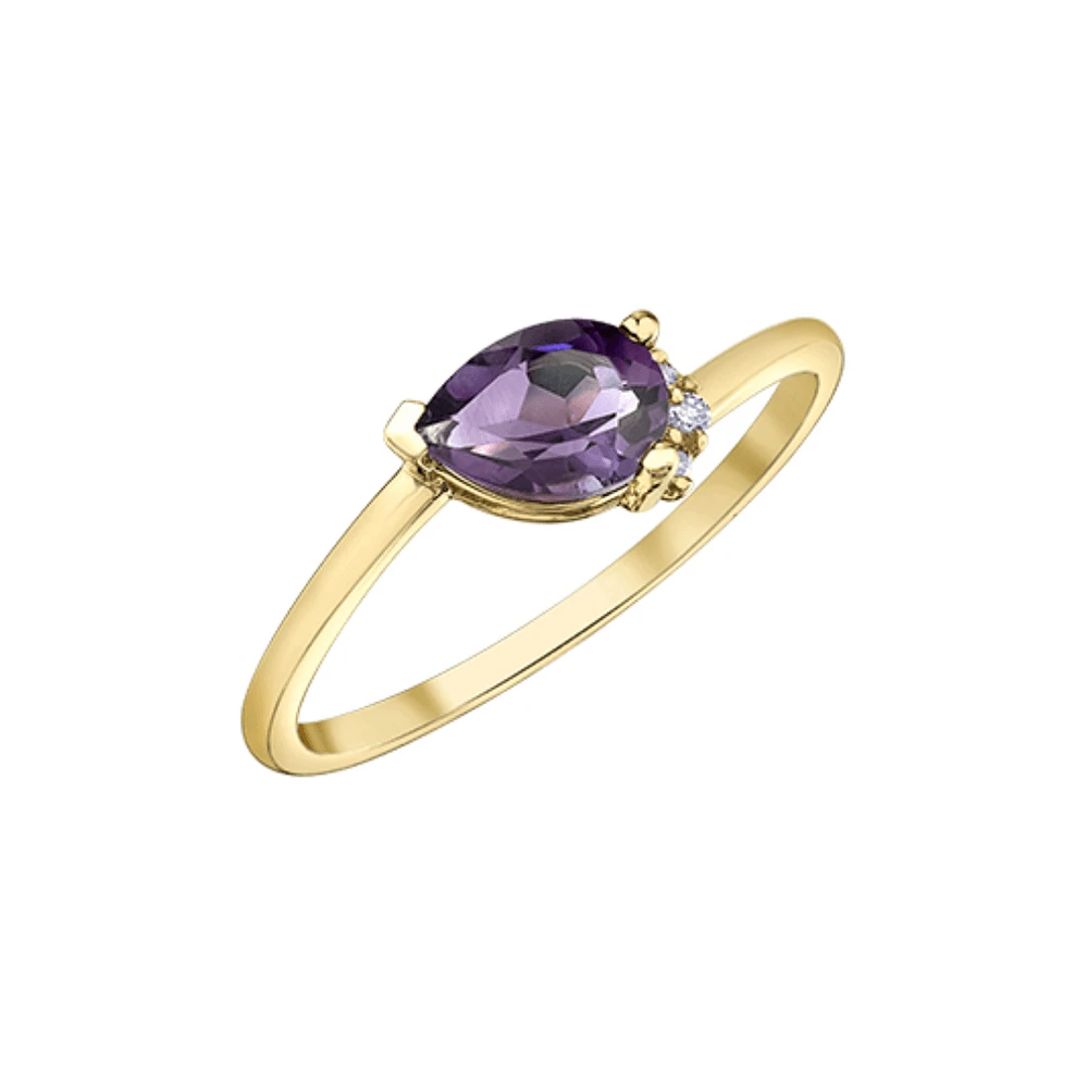 10K GOLD DIAMONDS RING - AMETHYST