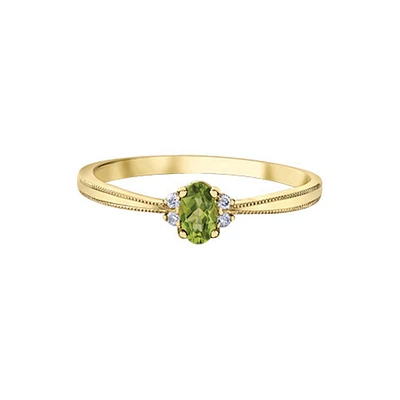 BAGUE EN OR 10K DIAMANTS - PÉRIDOT