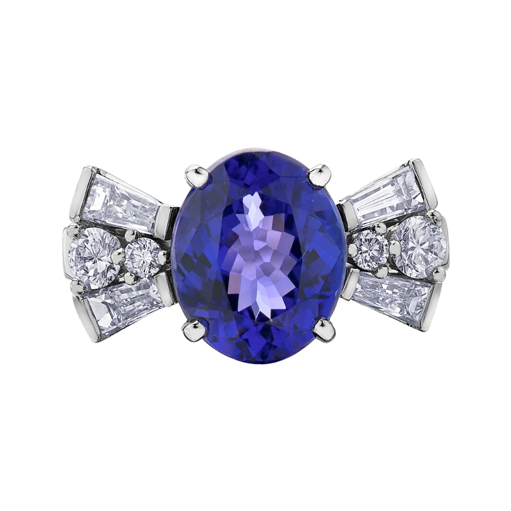 BAGUE PLATINE DIAMANTS ET TANZANITE