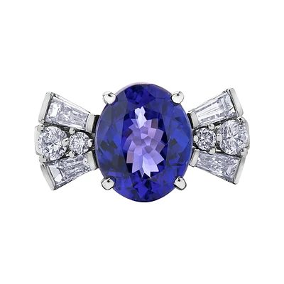 BAGUE PLATINE DIAMANTS ET TANZANITE