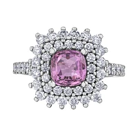 BAGUE SAPHIR ROSE 7MM OR BLANC 18K