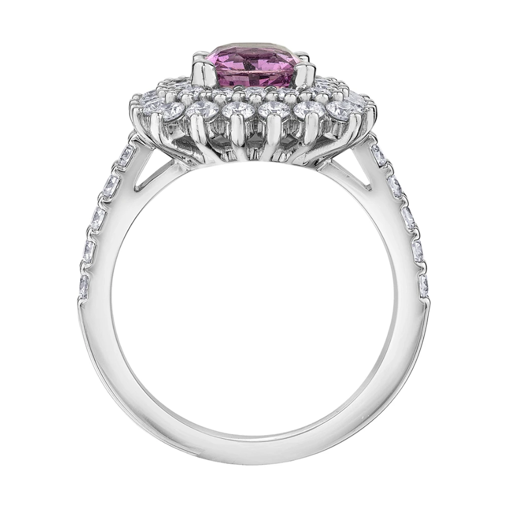 BAGUE SAPHIR ROSE 7MM OR BLANC 18K