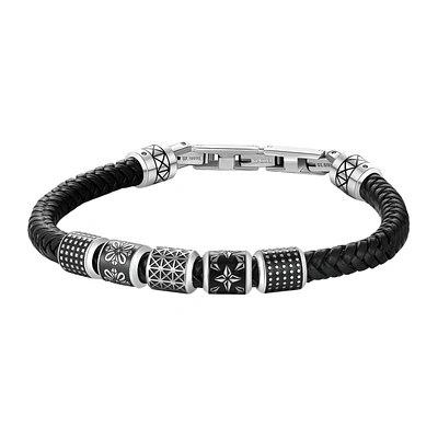 LEATHER AND 316L STEEL BRACELET - 8