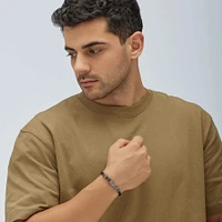 LEATHER AND 316L STEEL BRACELET - 8