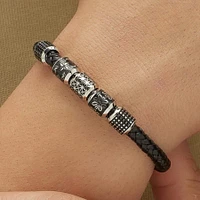 LEATHER AND 316L STEEL BRACELET - 8
