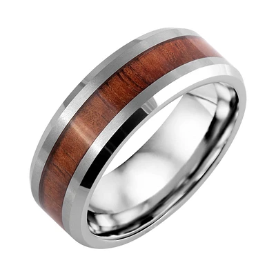 TUNGSTEN KOA WOOD RING FOR MEN 8MM