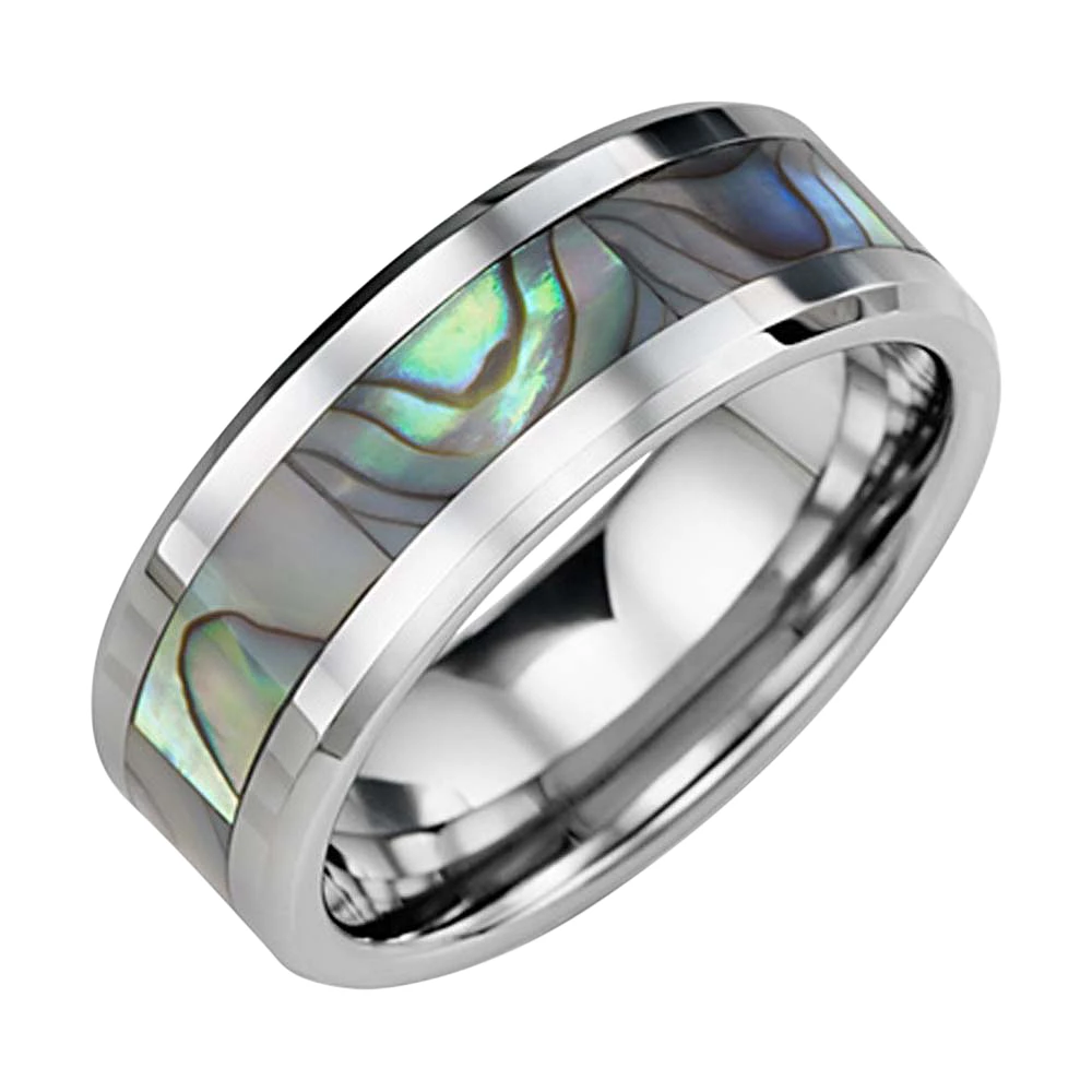 JONC TUNGSTÈNE COQUILLE HOMME 8MM