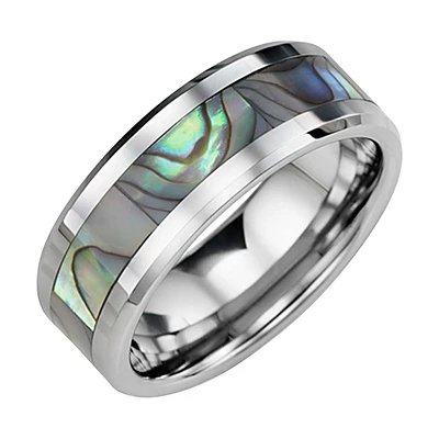 JONC TUNGSTÈNE COQUILLE HOMME 8MM