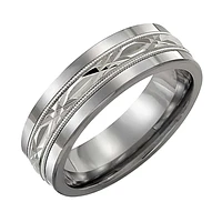 JONC TUNGSTÈNE OR BLANC 10K 7MM