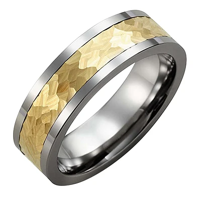 JONC TUNGSTÈNE OR JAUNE 10K 7MM